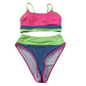 Popvil Neon Two Piece Bikini Swim Suit, Both Size M, Summer Bright Viral